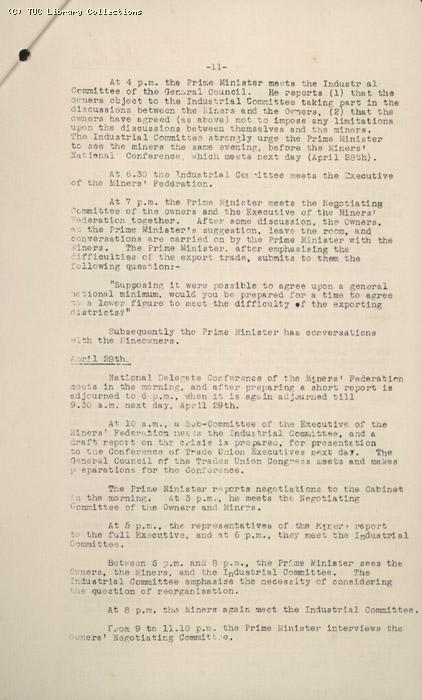 Diary of negotiations 10 March - 3 May 1926