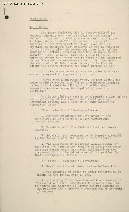 Diary of negotiations 10 March - 3 May 1926