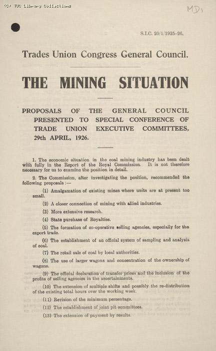 The Mining Situation 29 April 1926