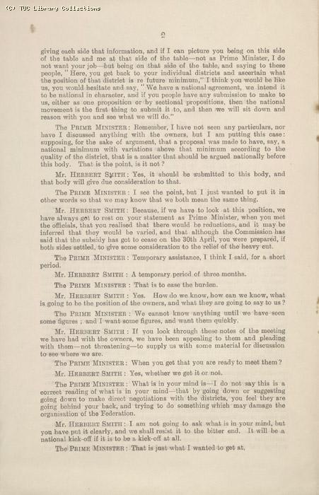 Miners Federation of Great Britain & Prime Minister Conference 15 April 1926