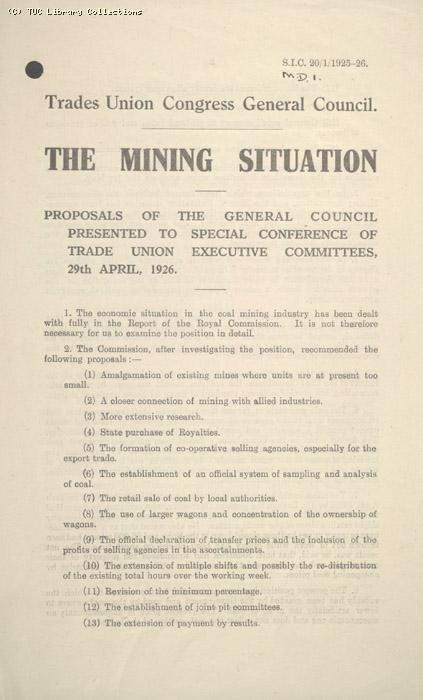 Leaflet - The mining situation, 29 April 1926