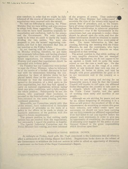 Leaflet - The development of the mining crisis