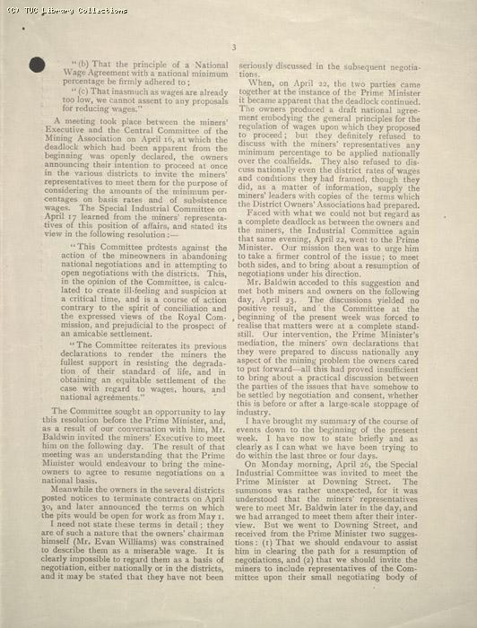 Leaflet - The development of the mining crisis