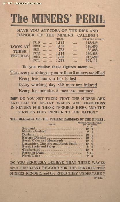 Leaflet - The miners' peril