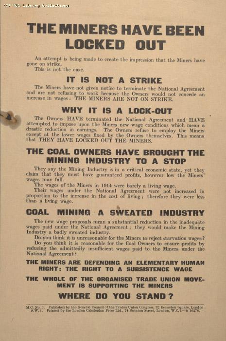Leaflet - The Miners have been locked out