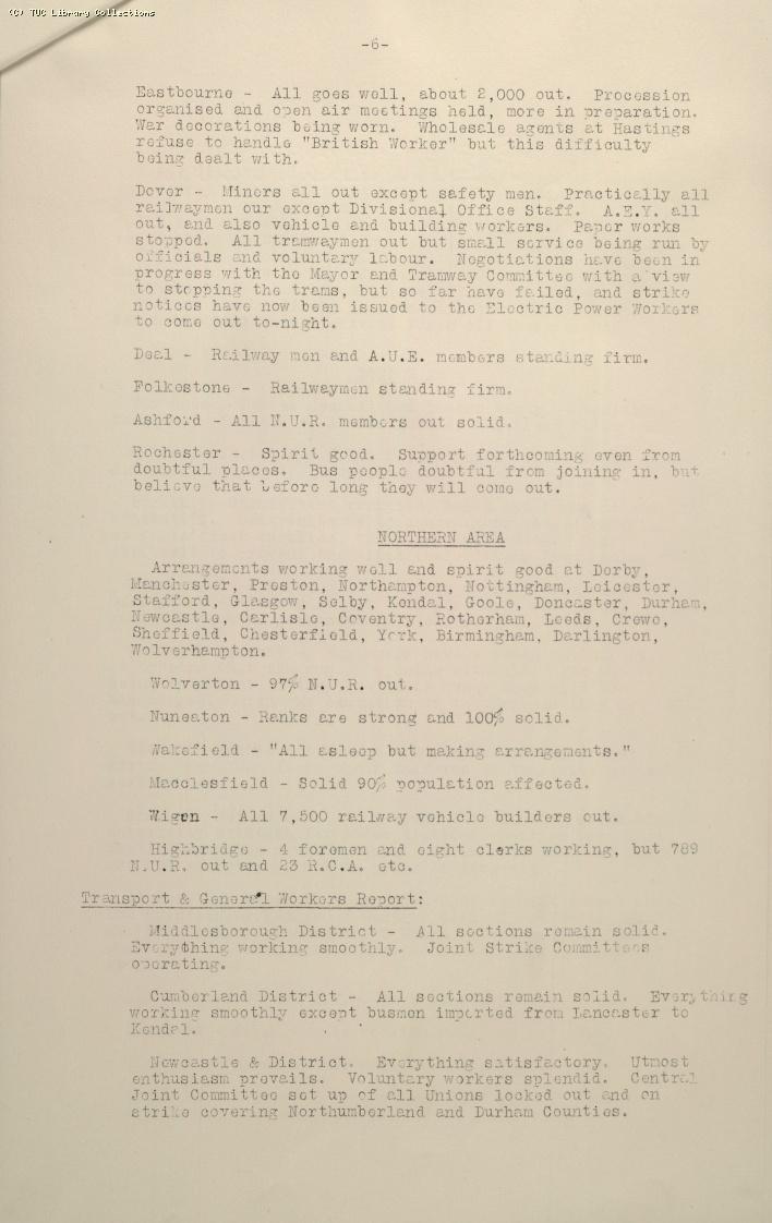 TUC Progress of Strike Report No.3, 8 May 1926