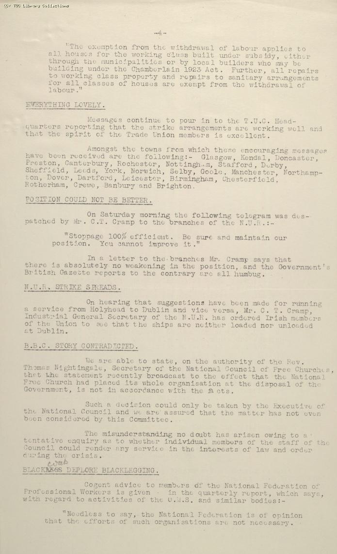 TUC Official Bulletin No.5, 8 May 1926