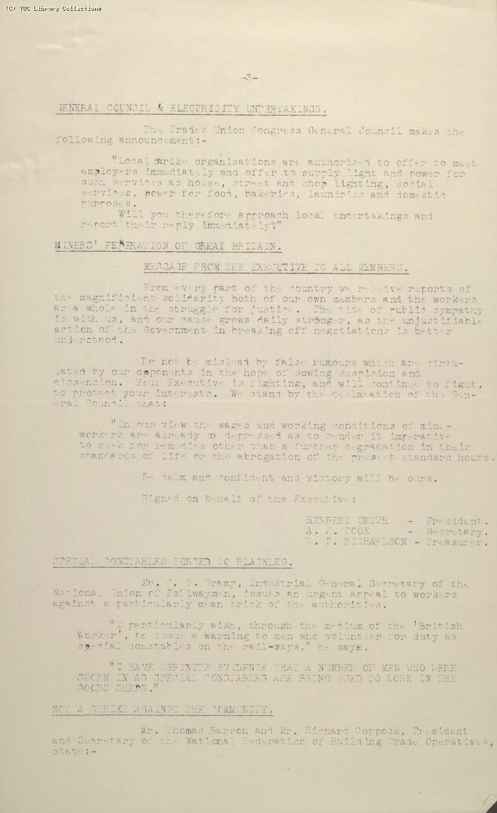 TUC Official Bulletin No.5, 8 May 1926