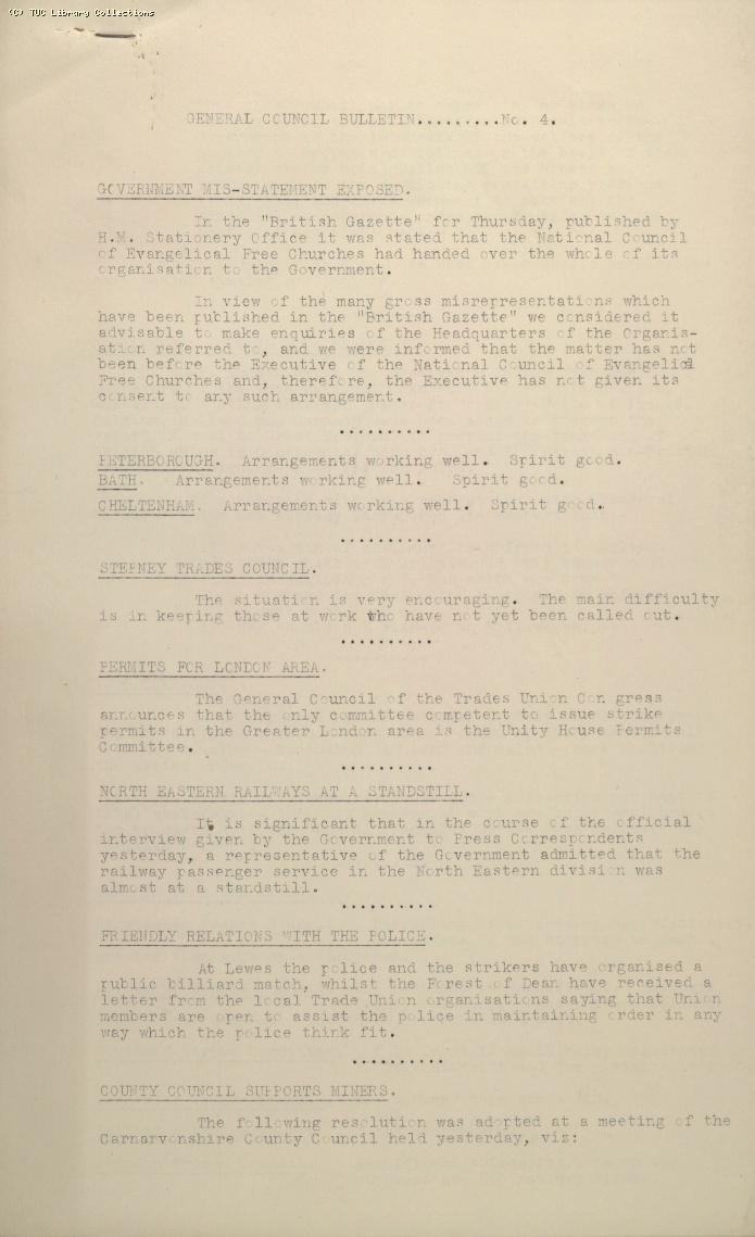 TUC Official Bulletin No.4, 7 May 1926