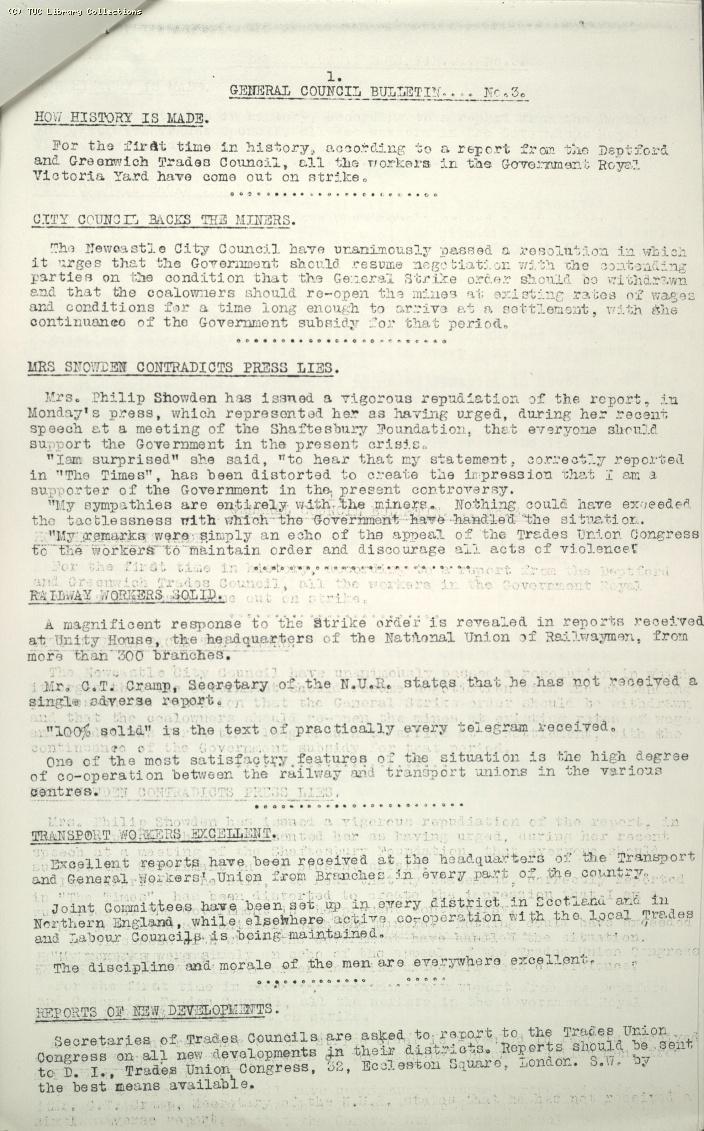 TUC Official Bulletin No.3, 6 May 1926