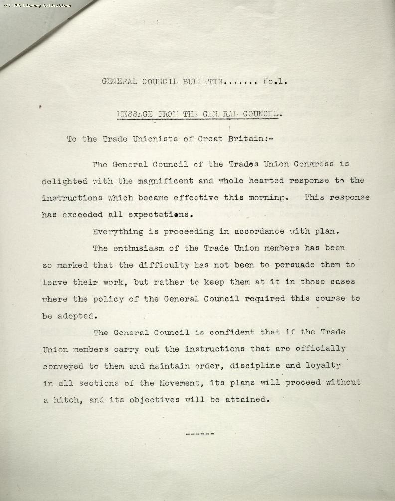 TUC Official Bulletin No.1, 4 May 1926