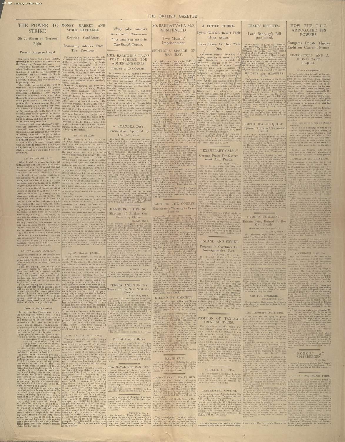 The British Gazette, 8 May 1926