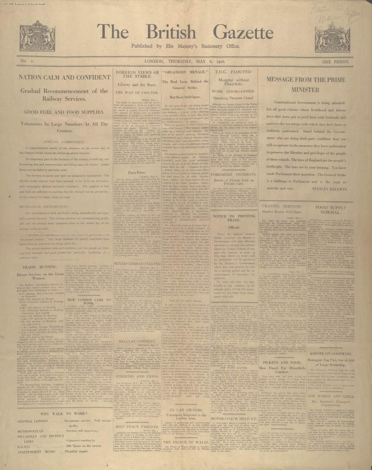 The British Gazette, 6 May 1926