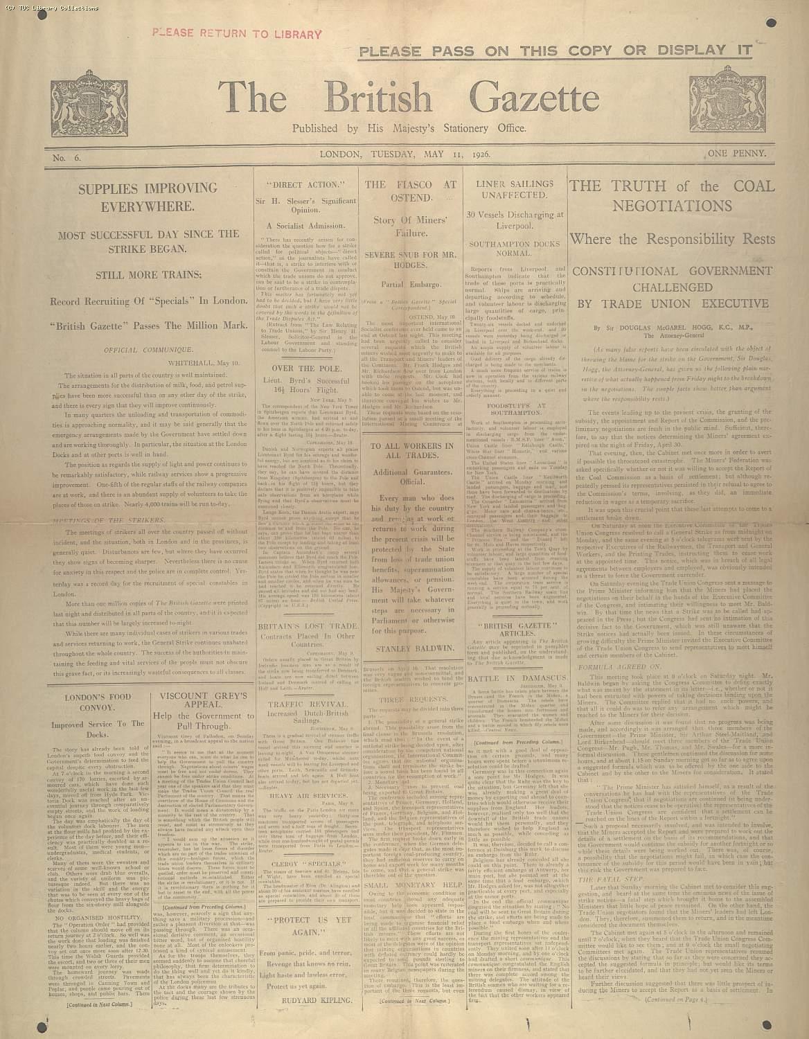 The British Gazette, 11 May 1926