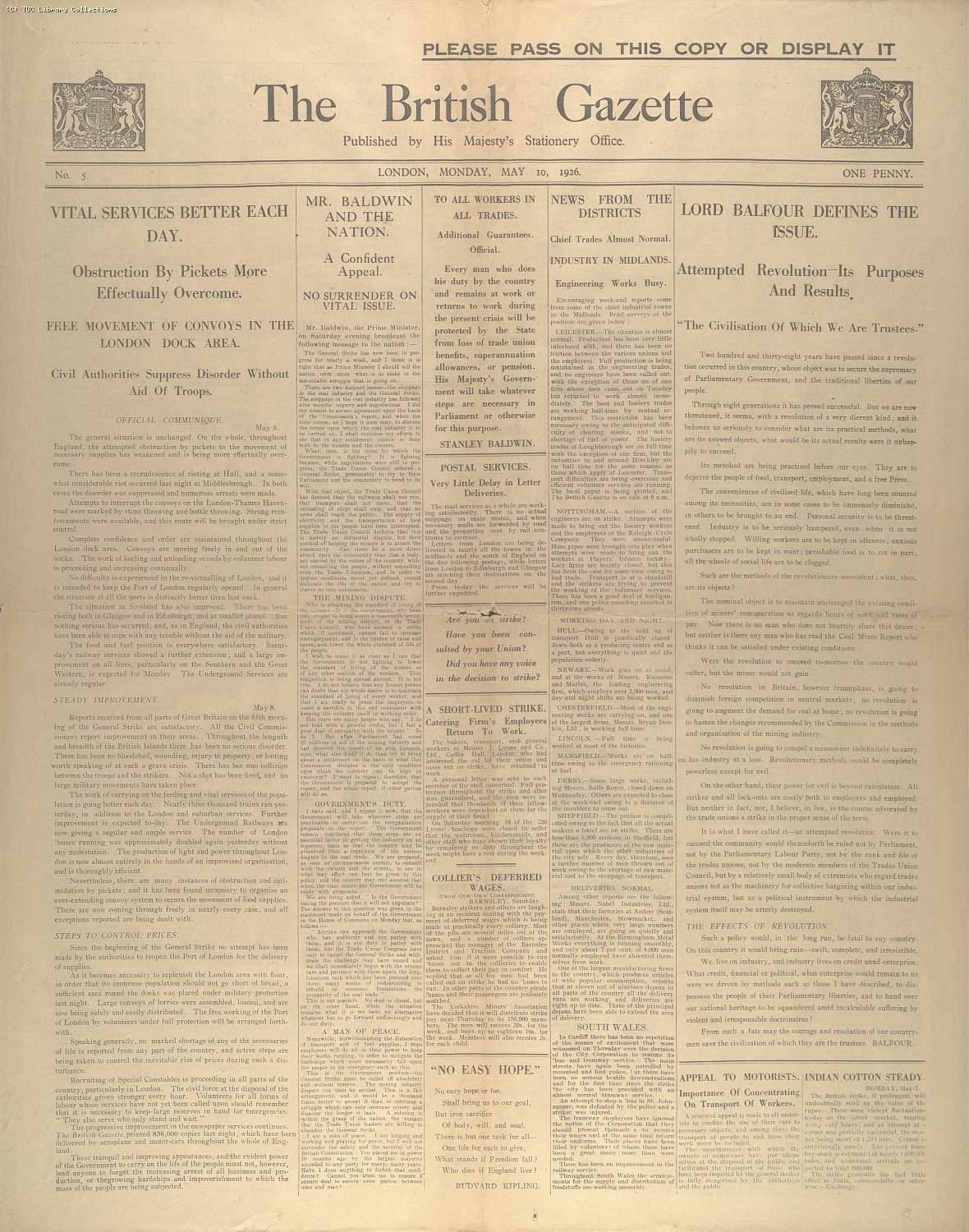 The British Gazette, 10 May 1926