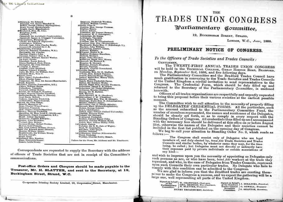 TUC Report, 1888