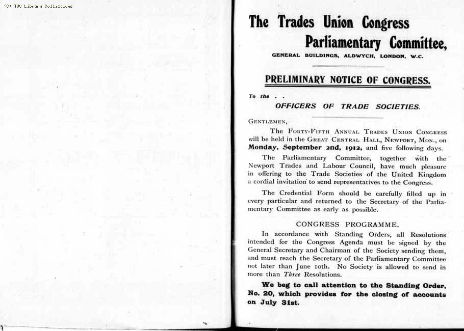 TUC Report, 1912