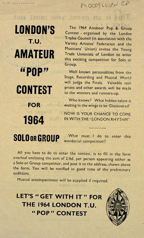 Leaflet - Amateur pop and group contest, 1964