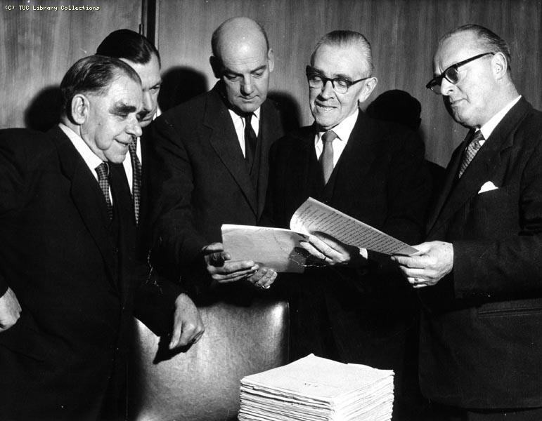 Presentation of the manuscript of The Ragged Trousered Philanthropists at Congress House, 1959