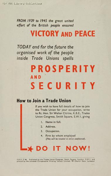 Victory and peace - TUC leaflet, 1946