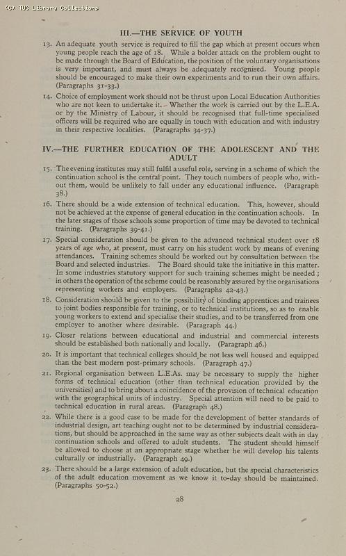 TUC Memorandum on Education after the War, 1942