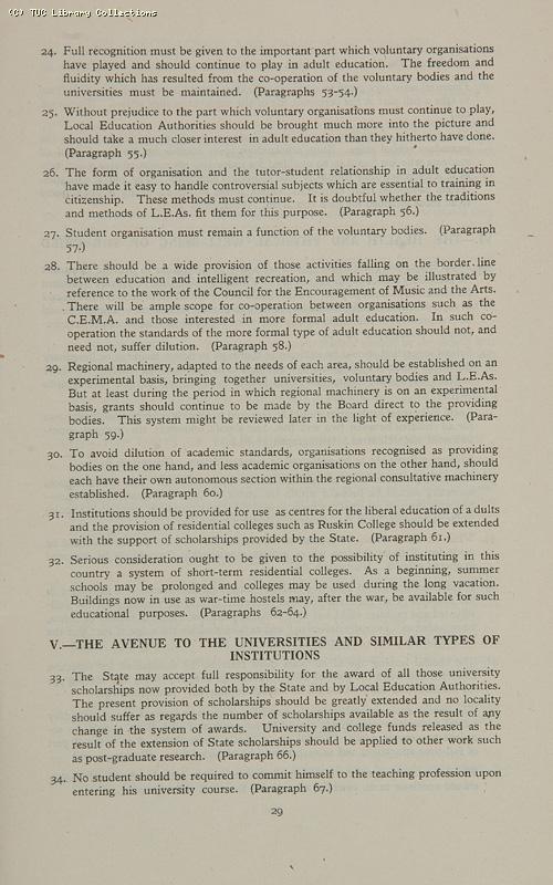 TUC Memorandum on Education after the War, 1942