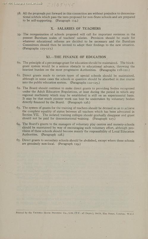 TUC Memorandum on Education after the War, 1942