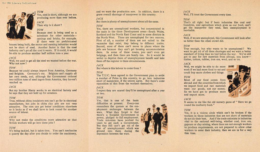 Down to brass tacks - TUC leaflet about industrial production, 1947 (reverse)